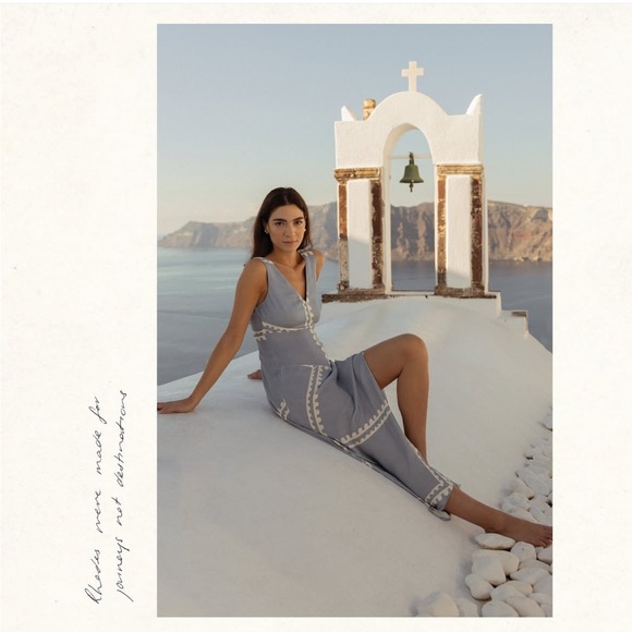 NWT Mon Renn Serape Midi Dress XS / 6 Blue Postcards - Picture 12 of 16